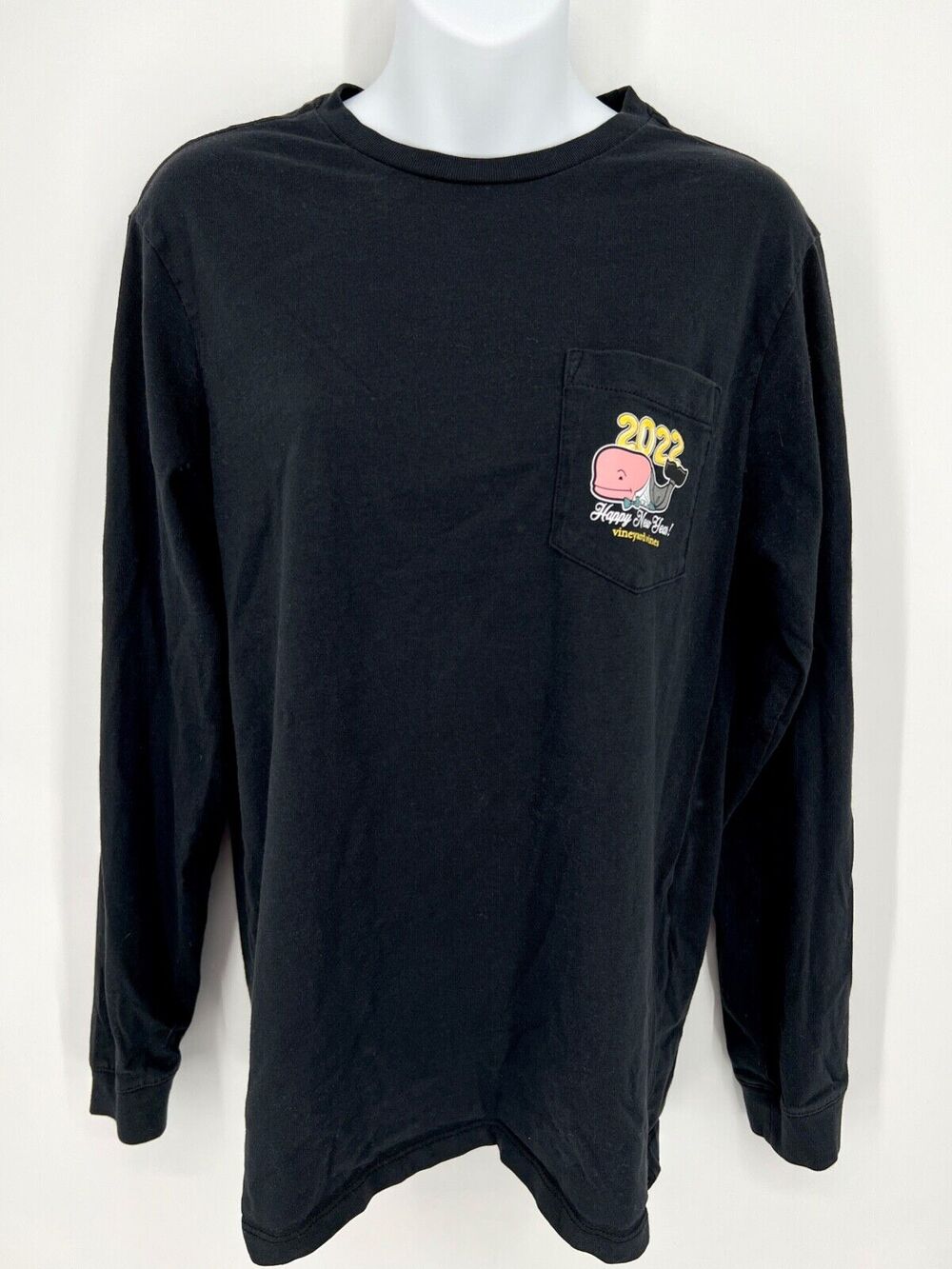 Vineyard Vines Shirt Adult XS Black Whale Long Sleeve New Year Mens